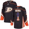Dětské NHL Anaheim Ducks dresy 1 Reto Berra Authentic Černá Adidas USA Flag Fashion