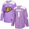 Dětské NHL Anaheim Ducks dresy 1 Reto Berra Authentic Nachový Adidas Fights Cancer Practice