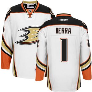 Dětské NHL Anaheim Ducks dresy 1 Reto Berra Authentic Bílý Reebok Venkovní hokejové dresy