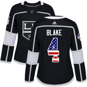 Dámské NHL Los Angeles Kings dresy 4 Rob Blake Authentic Černá Adidas USA Flag Fashion