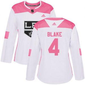 Dámské NHL Los Angeles Kings dresy 4 Rob Blake Authentic Bílý Růžový Adidas Fashion