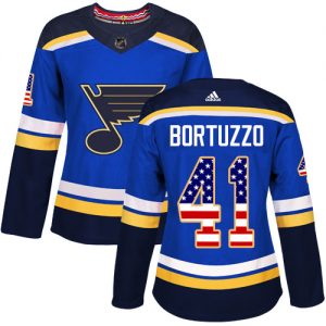 Dámské NHL St. Louis Blues dresy 41 Robert Bortuzzo Authentic modrá Adidas USA Flag Fashion