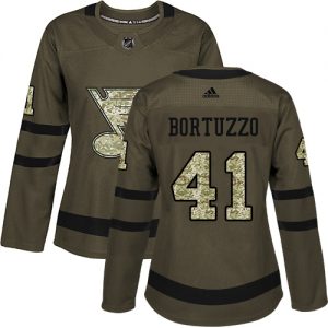 Dámské NHL St. Louis Blues dresy 41 Robert Bortuzzo Authentic Zelená Adidas Salute to Service