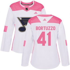 Dámské NHL St. Louis Blues dresy 41 Robert Bortuzzo Authentic Bílý Růžový Adidas Fashion