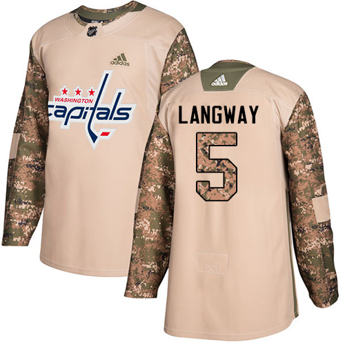 Pánské NHL Washington Capitals dresy 5 Rod Langway Authentic Camo Adidas Veterans Day Practice