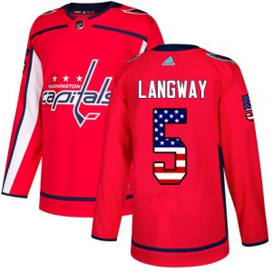 Pánské NHL Washington Capitals dresy 5 Rod Langway Authentic Červené Adidas USA Flag Fashion