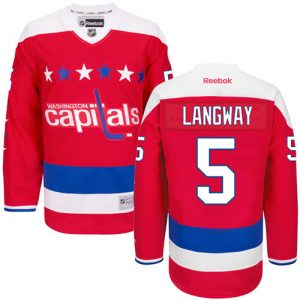 Pánské NHL Washington Capitals dresy 5 Rod Langway Authentic Červené Reebok Alternativní hokejové dresy