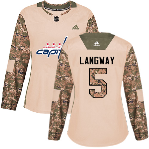 Dámské NHL Washington Capitals dresy 5 Rod Langway Authentic Camo Adidas Veterans Day Practice