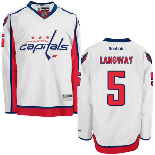 Dětské NHL Washington Capitals dresy 5 Rod Langway Authentic Bílý Reebok Venkovní hokejové dresy