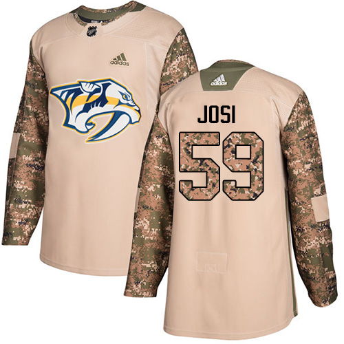 Pánské NHL Nashville Predators dresy 59 Roman Josi Authentic Camo Adidas Veterans Day Practice