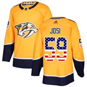 Pánské NHL Nashville Predators dresy 59 Roman Josi Authentic Zlato Adidas USA Flag Fashion