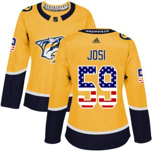 Dámské NHL Nashville Predators dresy 59 Roman Josi Authentic Zlato Adidas USA Flag Fashion
