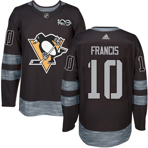 Pánské NHL Pittsburgh Penguins dresy 10 Ron Francis Authentic Černá Adidas 1917 2017 100th Anniversary