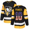 Pánské NHL Pittsburgh Penguins dresy 10 Ron Francis Authentic Černá Adidas USA Flag Fashion