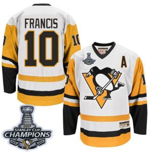 Pánské NHL Pittsburgh Penguins dresy 10 Ron Francis Authentic Throwback Bílý CCM Stanley Cup Champions