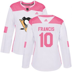 Dámské NHL Pittsburgh Penguins dresy 10 Ron Francis Authentic Bílý Růžový Adidas Fashion
