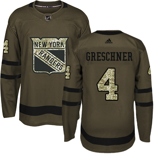 Pánské NHL New York Rangers dresy 4 Ron Greschner Authentic Zelená Adidas Salute to Service