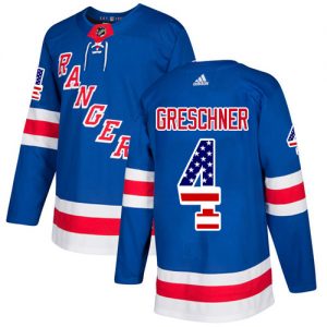 Pánské NHL New York Rangers dresy 4 Ron Greschner Authentic Kuninkaallisen modrá Adidas USA Flag Fashion