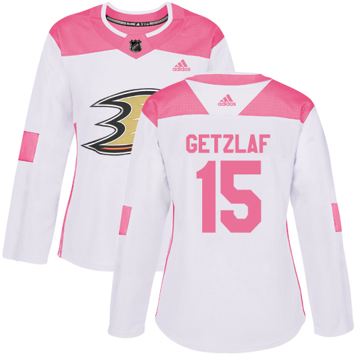 Dámské NHL Anaheim Ducks dresy 15 Ryan Getzlaf Authentic Bílý Růžový Adidas Fashion