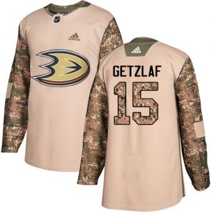 Dětské NHL Anaheim Ducks dresy 15 Ryan Getzlaf Authentic Camo Adidas Veterans Day Practice
