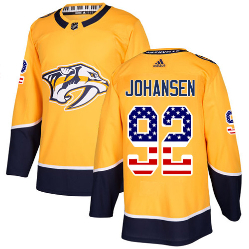 Dětské NHL Nashville Predators dresy 92 Ryan Johansen Authentic Zlato Adidas USA Flag Fashion