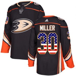 Dětské NHL Anaheim Ducks dresy 30 Ryan Miller Authentic Černá Adidas USA Flag Fashion