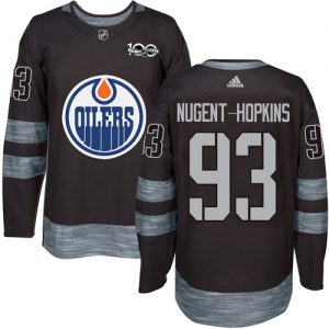 Pánské NHL Edmonton Oilers dresy 93 Ryan Nugent Hopkins Authentic Černá Adidas 1917 2017 100th Anniversary