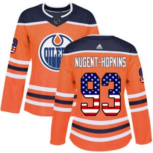 Dámské NHL Edmonton Oilers dresy 93 Ryan Nugent Hopkins Authentic Oranžový Adidas USA Flag Fashion