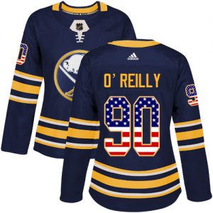 Dámské NHL Buffalo Sabres dresy 90 Ryan OReilly Authentic Námořnická modrá Adidas USA Flag Fashion