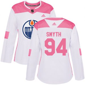 Dámské NHL Edmonton Oilers dresy 94 Ryan Smyth Authentic Bílý Růžový Adidas Fashion