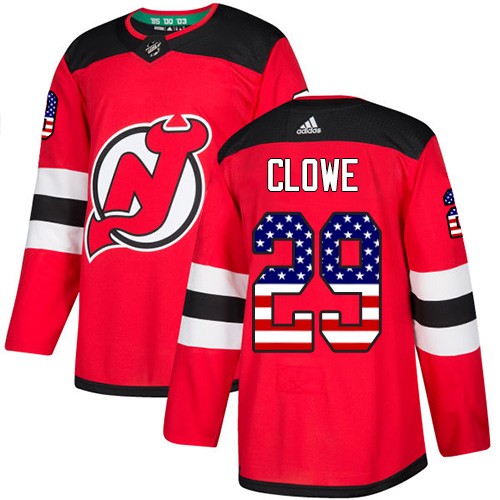 Pánské NHL New Jersey Devils dresy 29 Ryane Clowe Authentic Červené Adidas USA Flag Fashion