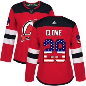 Dámské NHL New Jersey Devils dresy 29 Ryane Clowe Authentic Červené Adidas USA Flag Fashion