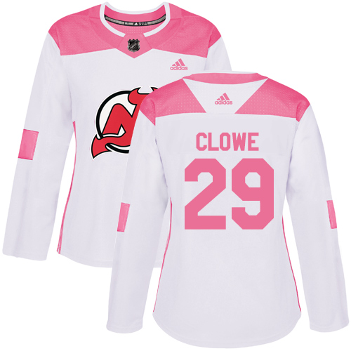 Dámské NHL New Jersey Devils dresy 29 Ryane Clowe Authentic Bílý Růžový Adidas Fashion