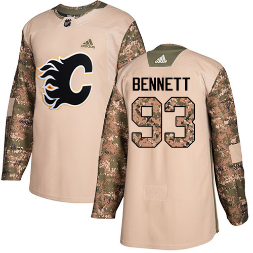Pánské NHL Calgary Flames dresy 93 Sam Bennett Authentic Camo Adidas Veterans Day Practice