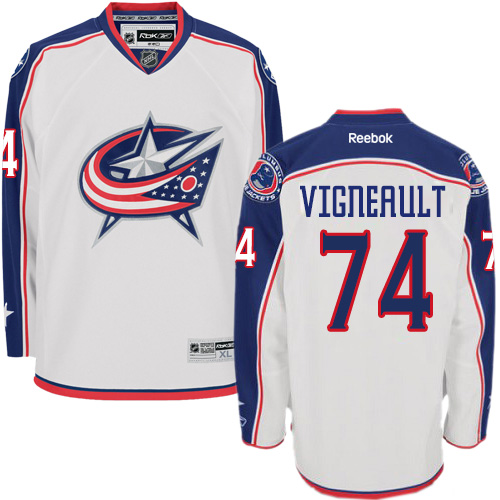 Pánské NHL Columbus Blue Jackets dresy 74 Sam Vigneault Authentic Bílý Reebok Venkovní hokejové dresy