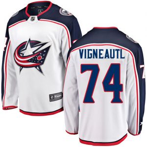 Pánské NHL Columbus Blue Jackets dresy 74 Sam Vigneault Breakaway Bílý Fanatics Branded Venkovní