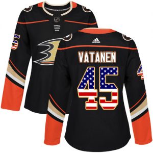 Dámské NHL Anaheim Ducks dresy 45 Sami Vatanen Authentic Černá Adidas USA Flag Fashion