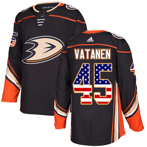 Dětské NHL Anaheim Ducks dresy 45 Sami Vatanen Authentic Černá Adidas USA Flag Fashion