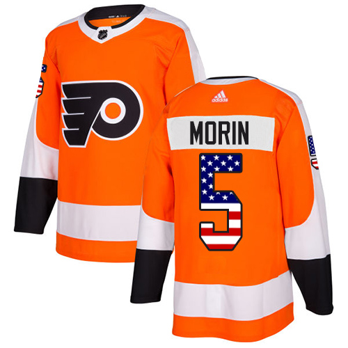 Pánské NHL Philadelphia Flyers dresy 5 Samuel Morin Authentic Oranžový Adidas USA Flag Fashion