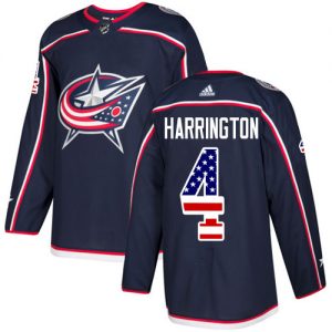 Pánské NHL Columbus Blue Jackets dresy 4 Scott Harrington Authentic Námořnická modrá Adidas USA Flag Fashion