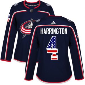 Dámské NHL Columbus Blue Jackets dresy 4 Scott Harrington Authentic Námořnická modrá Adidas USA Flag Fashion