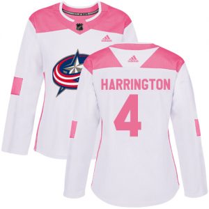 Dámské NHL Columbus Blue Jackets dresy 4 Scott Harrington Authentic Bílý Růžový Adidas Fashion