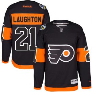 Pánské NHL Philadelphia Flyers dresy 21 Scott Laughton Authentic Černá Reebok 2017 Stadium Series