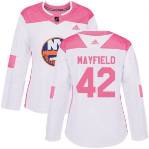 Dámské NHL New York Islanders dresy 42 Scott Mayfield Authentic Bílý Růžový Adidas Fashion