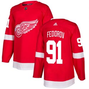 Pánské NHL Detroit Red Wings dresy 91 Sergei Fedorov Authentic Červené Adidas Domácí