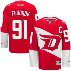 Pánské NHL Detroit Red Wings dresy 91 Sergei Fedorov Authentic Červené Reebok 2016 Stadium Series