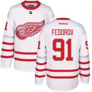 Pánské NHL Detroit Red Wings dresy 91 Sergei Fedorov Authentic Bílý Reebok 2017 Centennial Classic