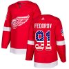 Dětské NHL Detroit Red Wings dresy 91 Sergei Fedorov Authentic Červené Adidas USA Flag Fashion