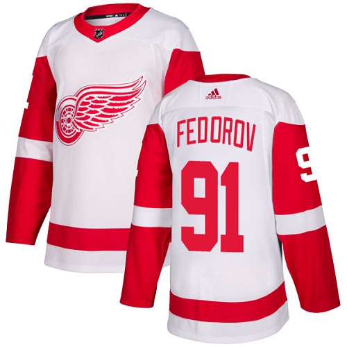 Dětské NHL Detroit Red Wings dresy 91 Sergei Fedorov Authentic Bílý Adidas Venkovní