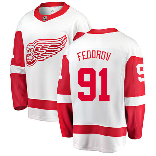 Pánské NHL Detroit Red Wings dresy 91 Sergei Fedorov Breakaway Bílý Fanatics Branded Venkovní
